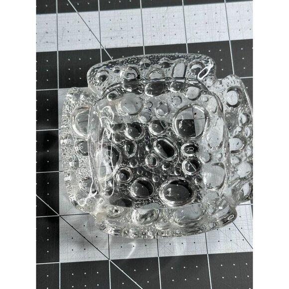 Libby Pebble Bubble Texture Art Glass Ashtray Cigarette Pipe MCM Set Of 2  4" - Picture 3 of 6